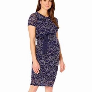 Motherhood Maternity Blue Sheath Dress with Crew Neck